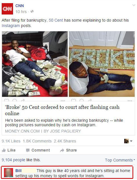 50 cent is broke