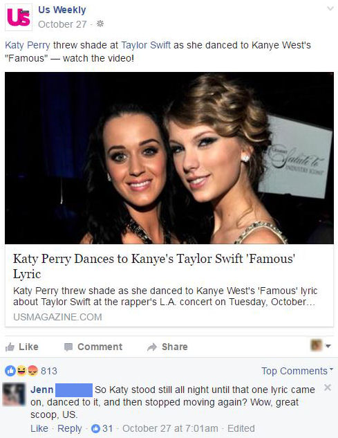 funny facebook comments great scoop on katy perry