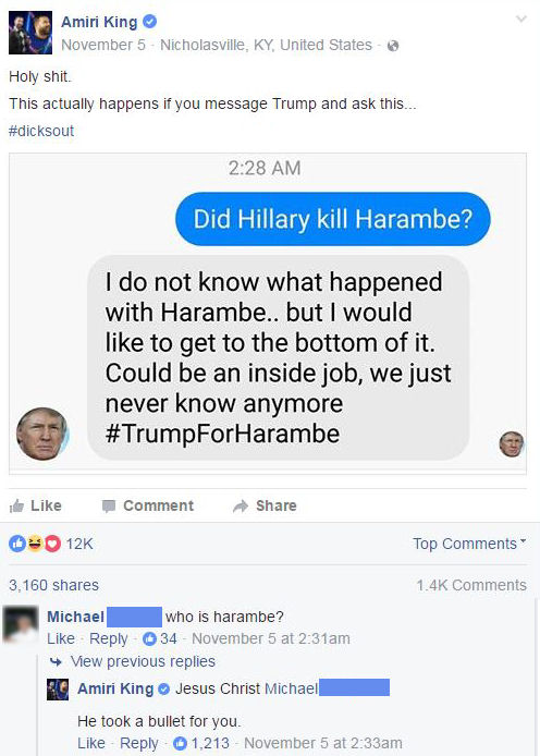 funny facebook comments who is harambe