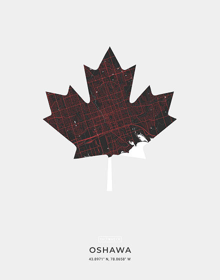 Oshawa Ontario Map Art Print Saltwreck